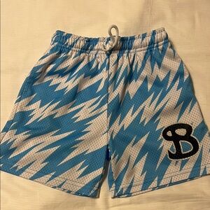 BKTSQD Blue and White Patterned Shorts